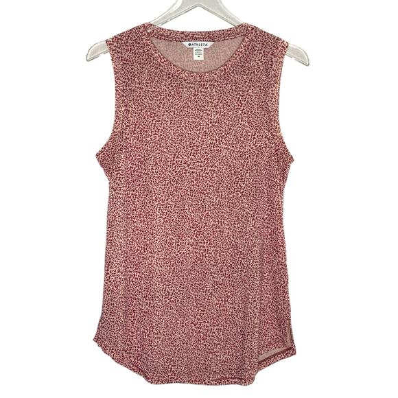 Athleta M Breezy Tank Top Micro Cheetah Bashful Rose Gym Athleisure Running - Picture 1 of 10